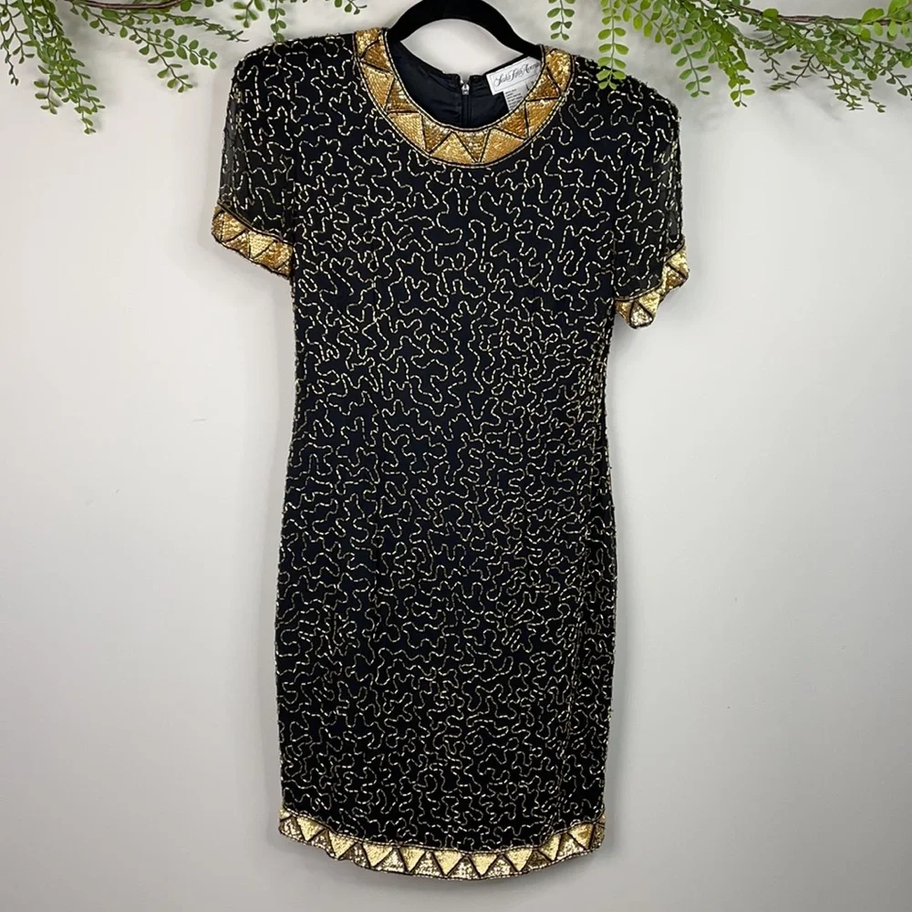 Saks Fifth Ave vintage beaded dress - 8 - Picture 2 of 14